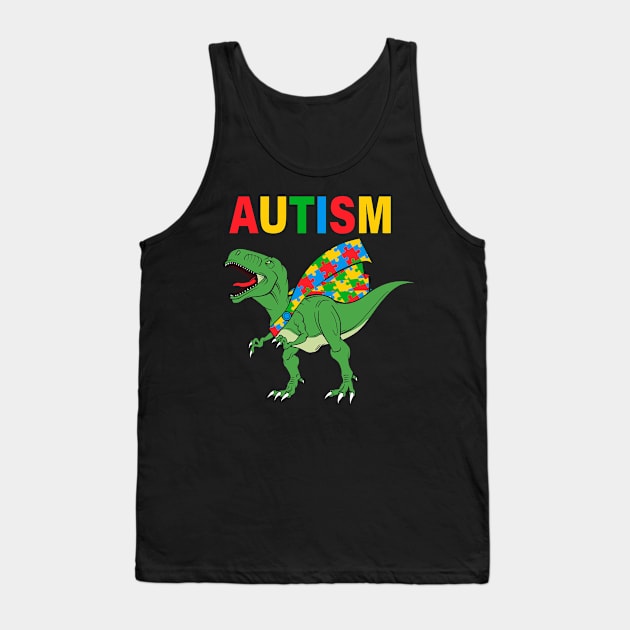 Dinosaur Puzzle Autism Awareness Gift for Birthday, Mother's Day, Thanksgiving, Christmas Tank Top by skstring